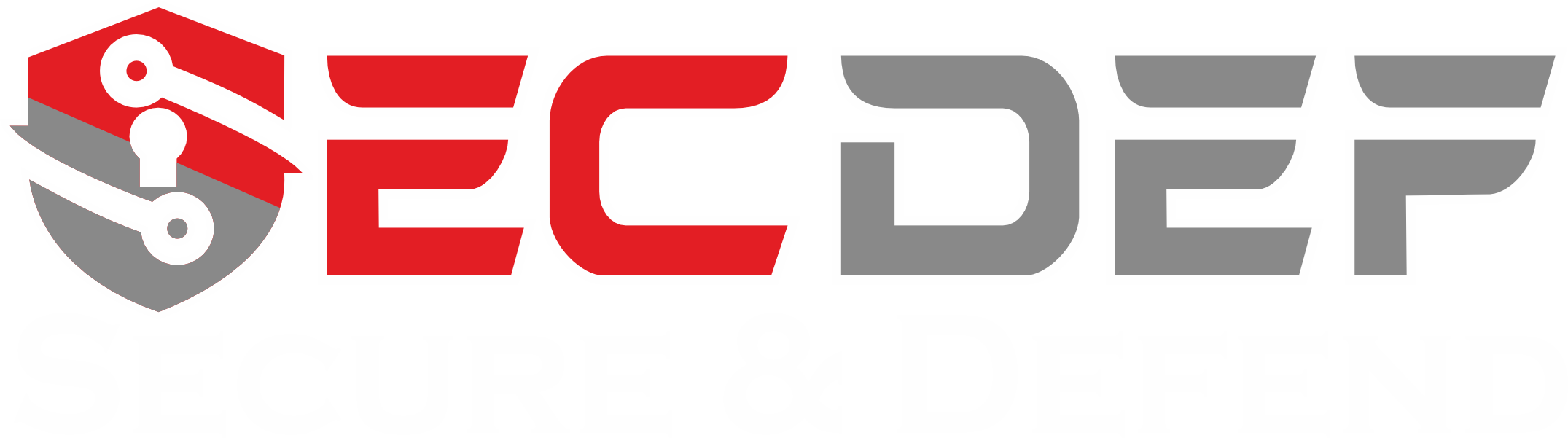 Shield Secure & Defend Text Logo (White Outline)